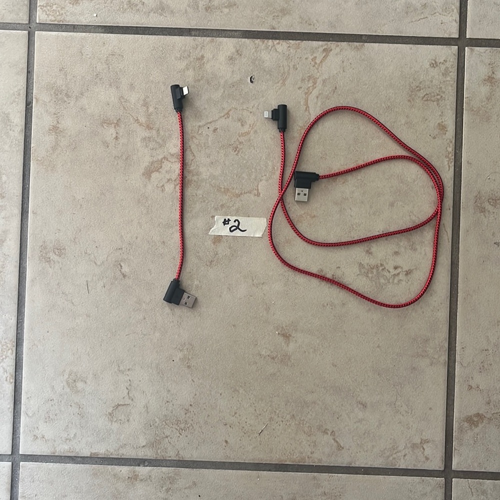 iPhone USB charging cables (2) red braided